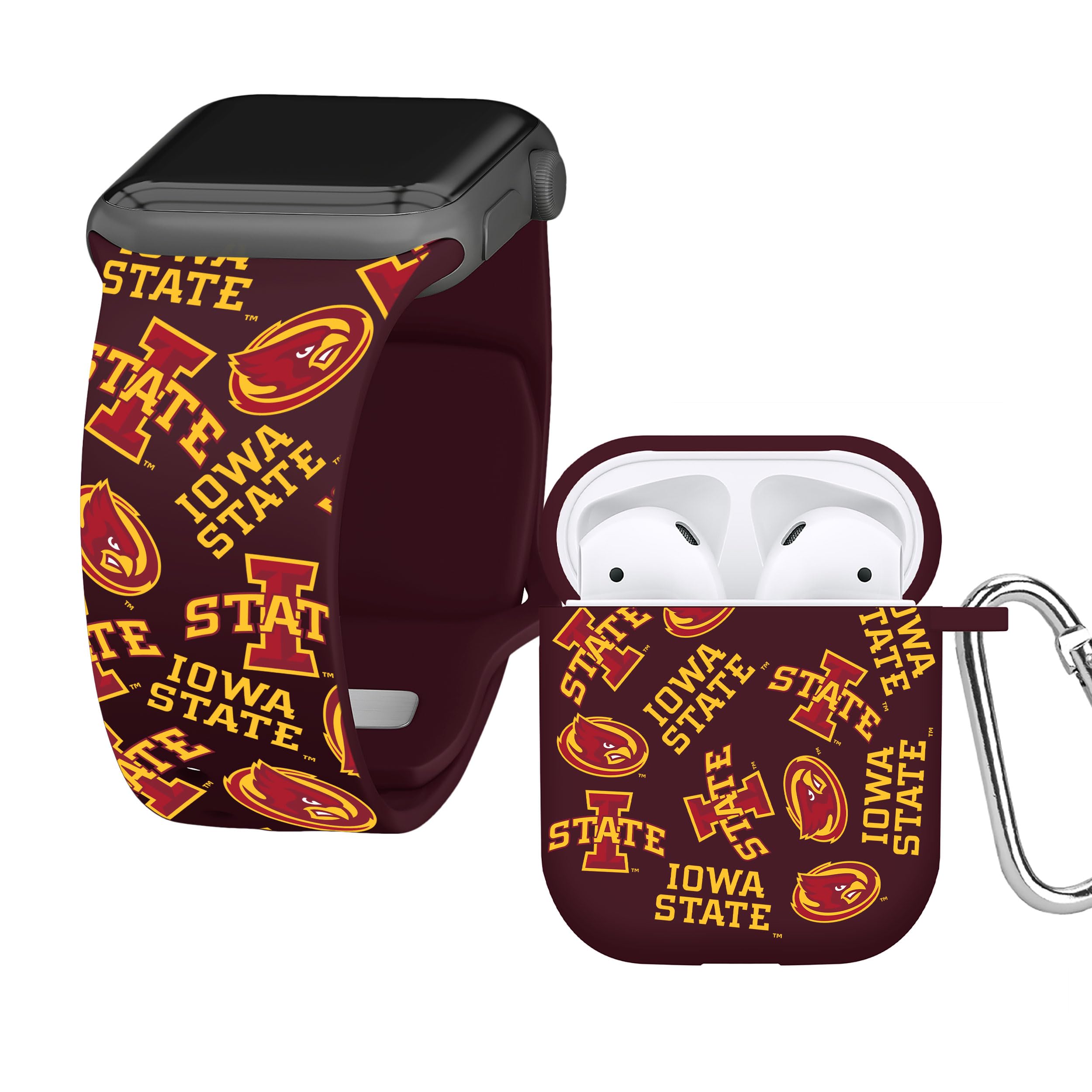 Affinity Bands Iowa State Cyclones HD Combo Package Compatible with Apple Watch and AirPods Gen 1 & 2 (38/40/41mm Long Random)