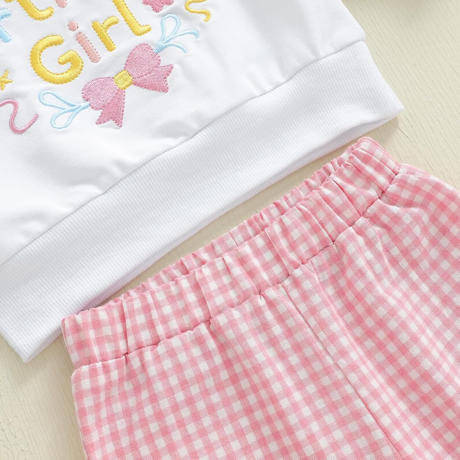 Kayotuas Toddler Baby Girl Birthday Outfit Birthday Girl Shirt and Gingham Plaid Pants Set Smash Cake Clothes Fall Spring - Image 8