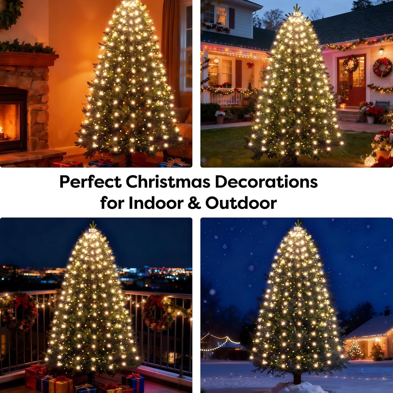 Christmas Tree Lights with Remote 400 LED 10 Lines Christmas Lights for Tree with 8 Lighting Modes, Timer and Memory, Indoor Outdoor String Lights for 6 ft-10 ft Xmas Tree Decorations(WarmWhite)