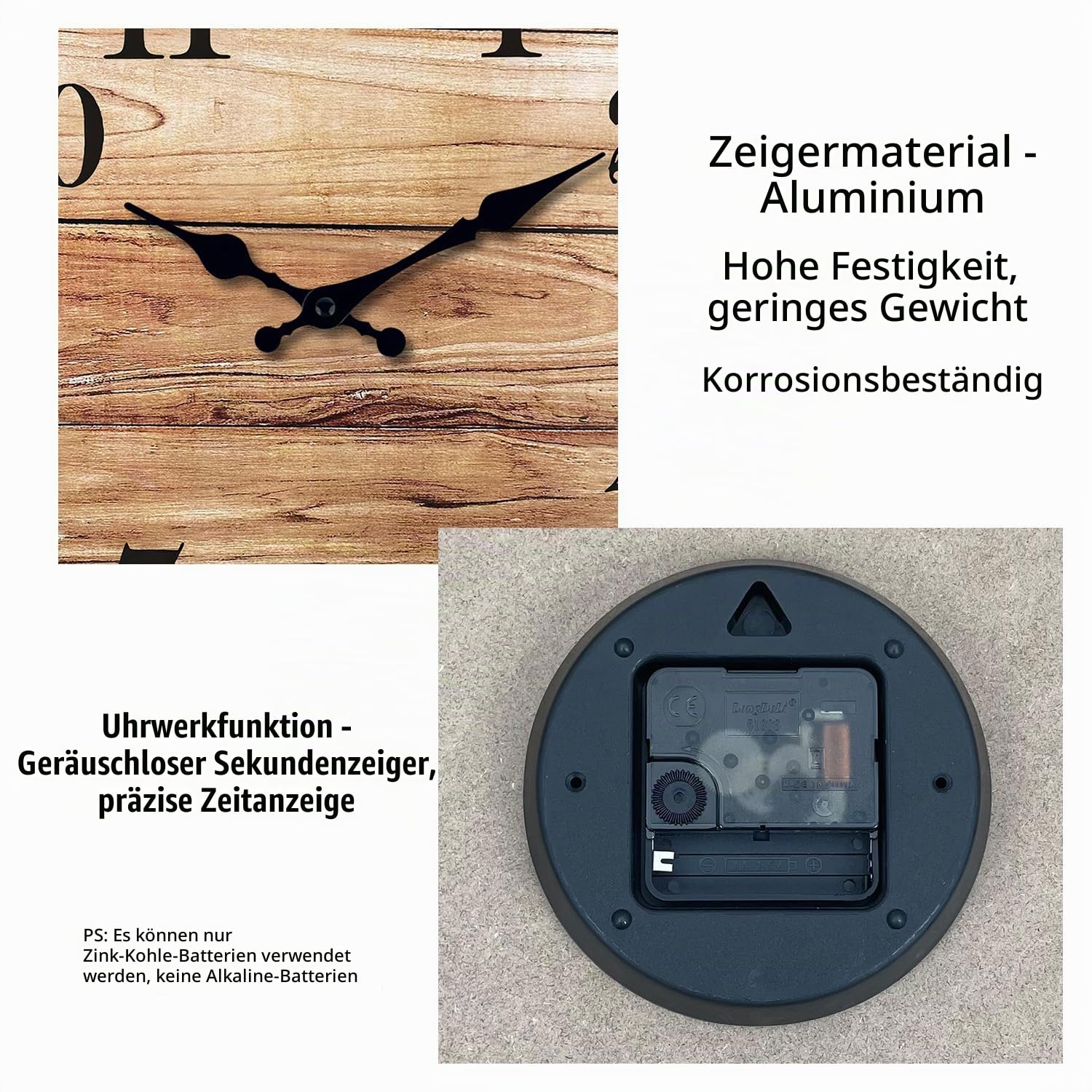20 Inch Brown Wood Silent Wall Clock Battery Operated | Farmhouse Big Large Rustic Decorative Wall Clock for Living Room Bedroom Office Bathroom Kitchen Silent Non-Ticking