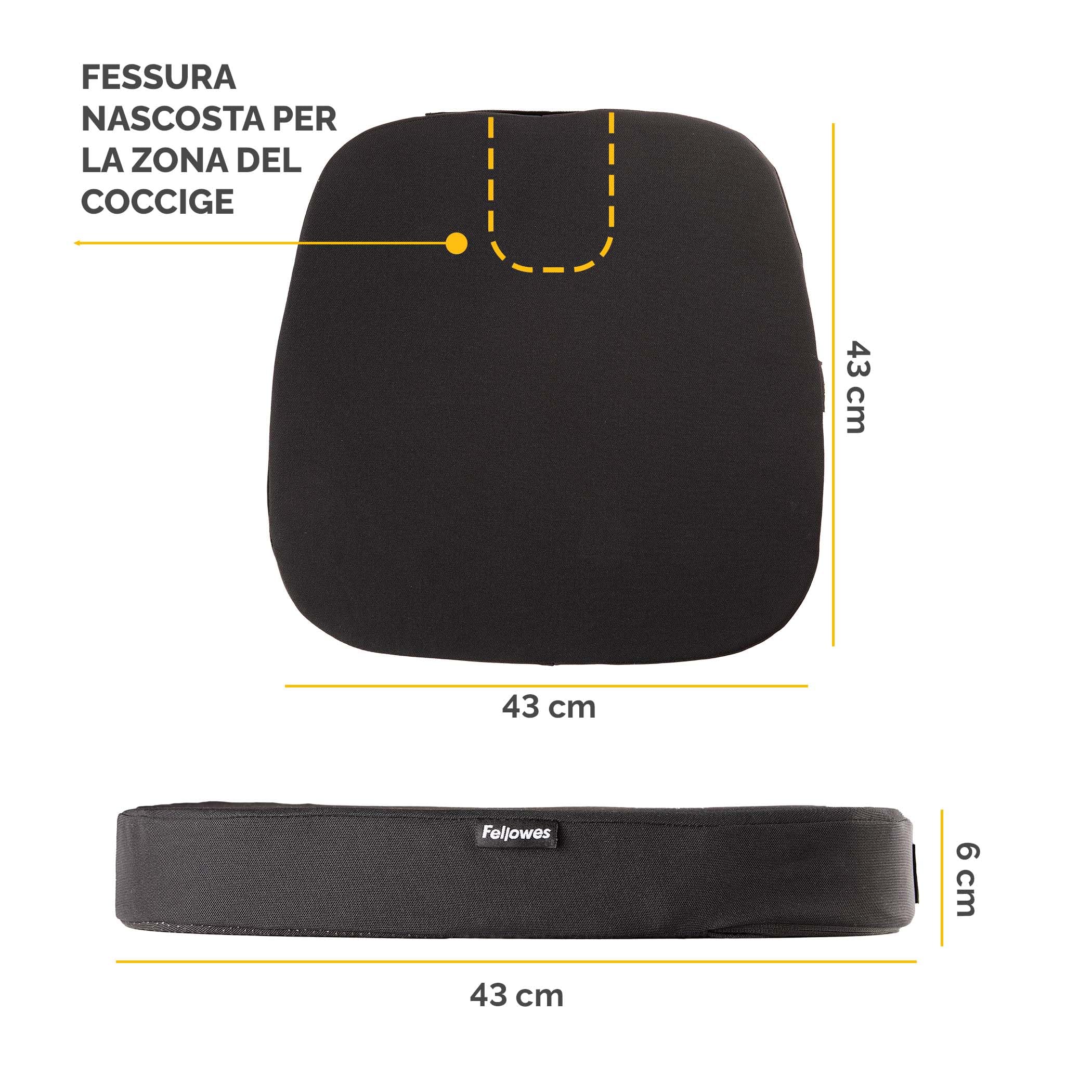 Fellowes Cuscino Comfort Breyta - Supporto ergonomico, llevia la pressione sul coccige, base antiscivolo, da materiale riciclato, portatile, garanzia di 5 anni, ideale per l'ufficio e la casa