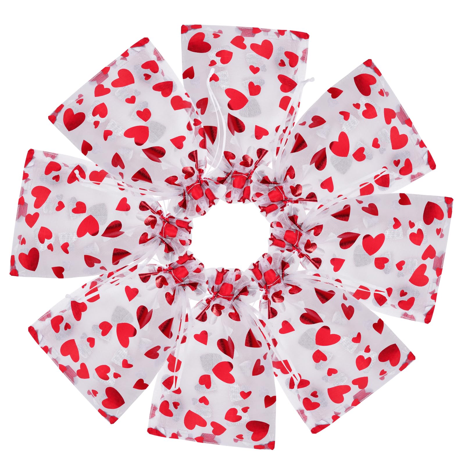 50 Stück Rote Organzabeutel Mit Kordelzug – 12,7 X 17,8 Cm – Für Geschenke, Süßigkeiten, Hochzeit, Valentinstag, Weihnachten