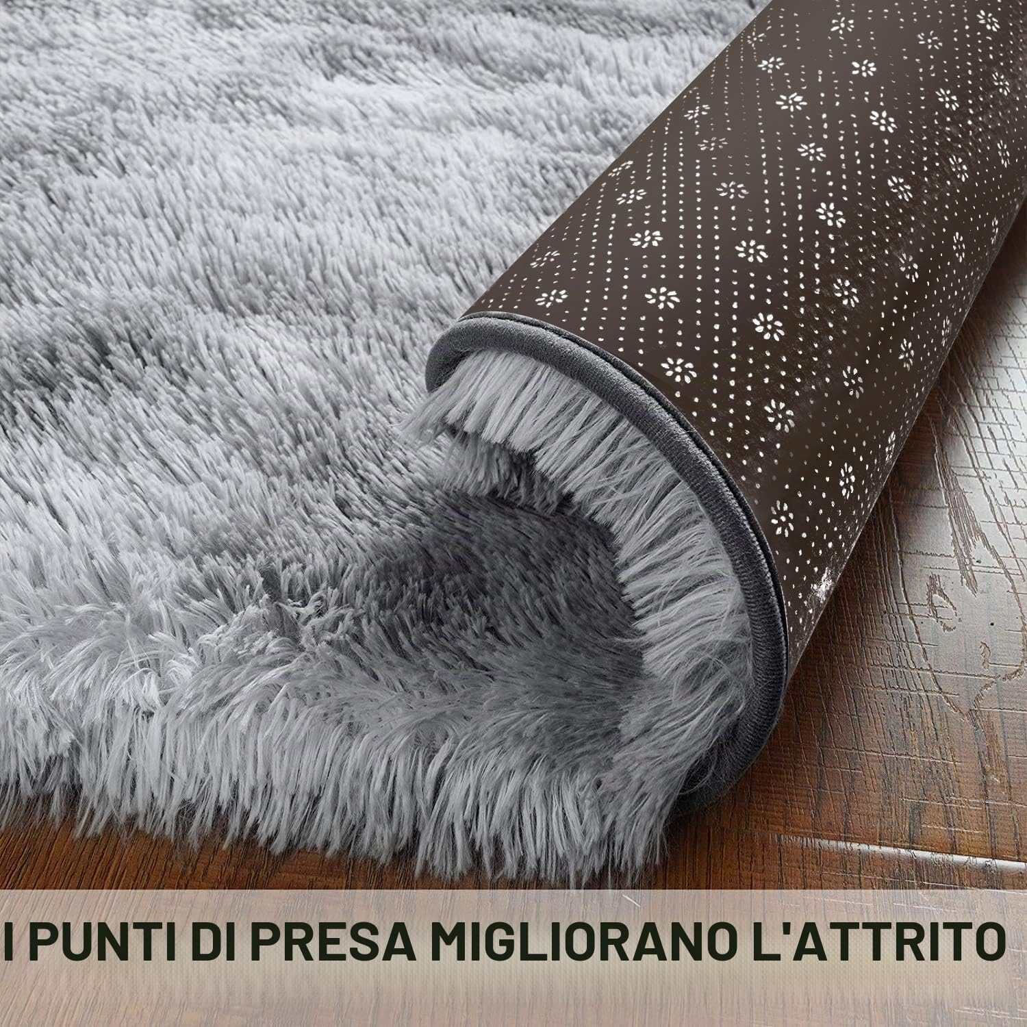 Tappeto Salotto Tappeto Camera da Letto,Tappeti Moderno Soffice Pelo Lungo Antiscivolo per Soggiorno,Cameretta,Ingresso Interno(Grigio/Bianco,160 * 230cm)