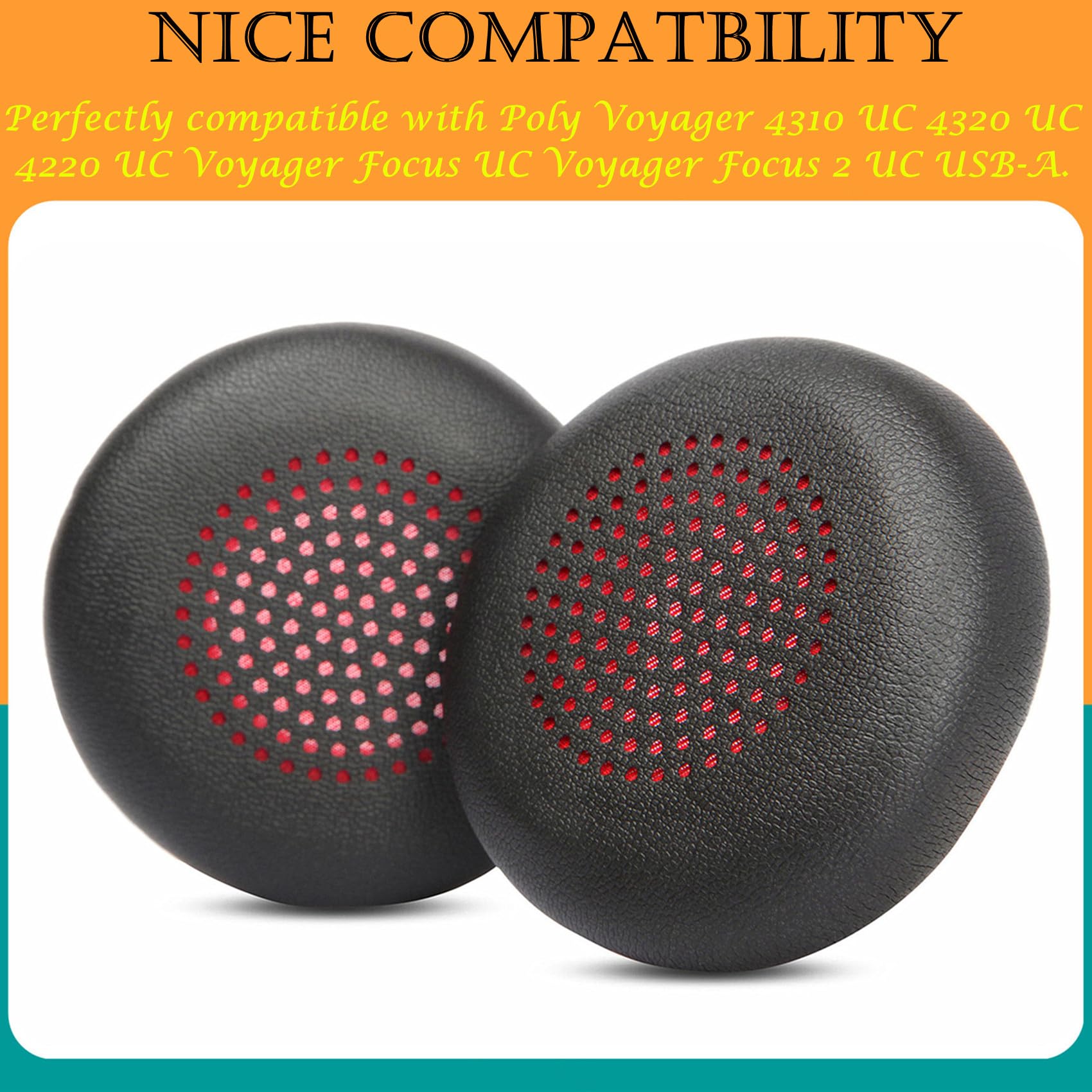 SOULWIT Housse De Remplacement Pour Coussin Pour Plantronics Voyager Focus UC B825/1&2 UC, Voyager 4210/4220, Housses De Coussinets Pour Poly BlackWire 5200/C5200/5210/C5210/C5220/7225, Backbeat Sense