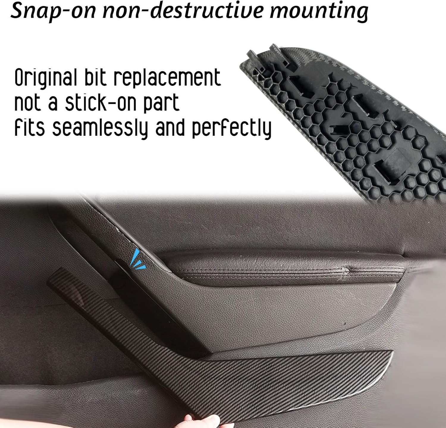 2PCS Left and Right Car Interior Inner Door Pull Panel Trim Fit for Volkswagen Golf 6 Sedan GTI MK6 2009 2010 2011 2013 2014, 4-Door Model Armrest Cover Replacement Accessories(Carbon Pattern)