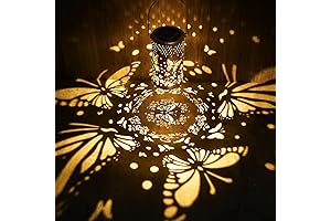 Hanging Solar-Powered Mesh Orb Adorned with Vibrant Butterflies