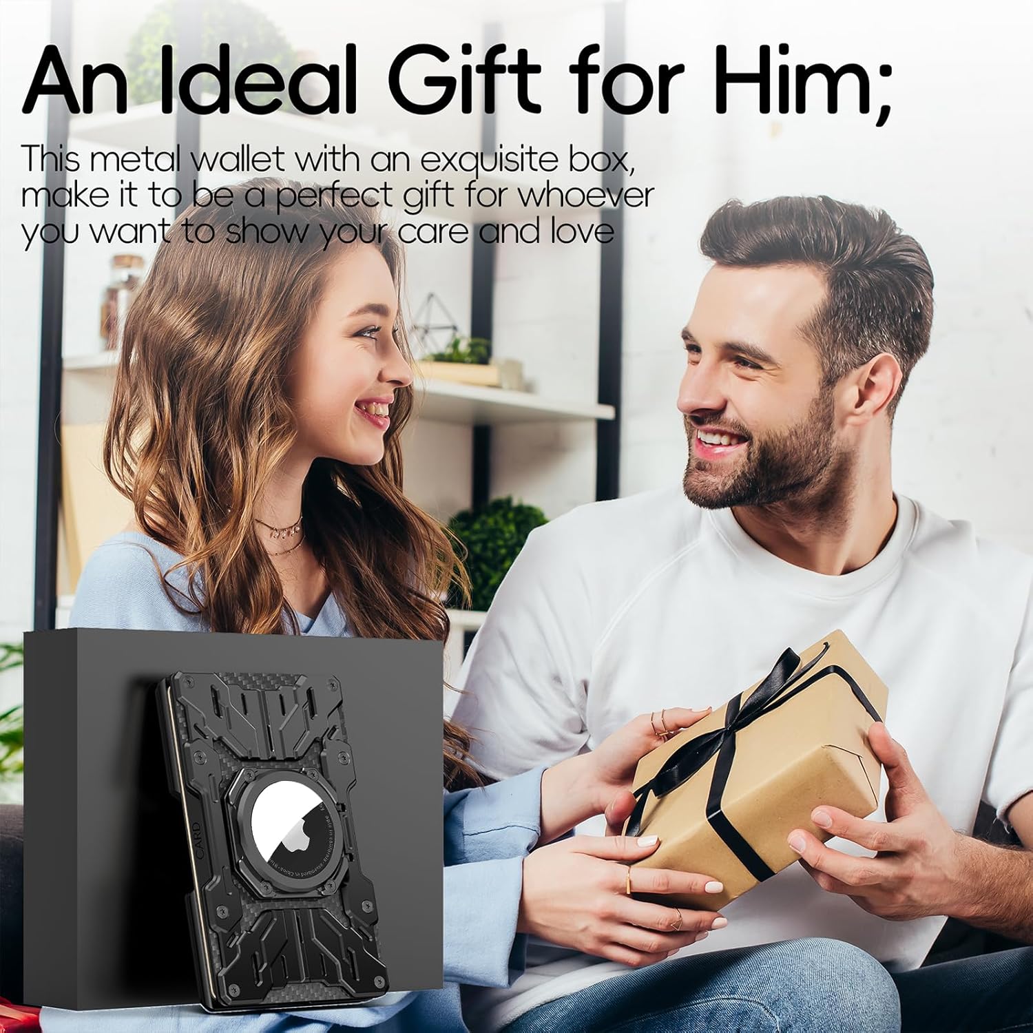 Minimalist Mens Wallet RFID Blocking - Slim Metal Wallet With Airtag Holder - Compact Credit Card Holder Mini Size, Metal, Carbon Fiber (Black) - Image 6