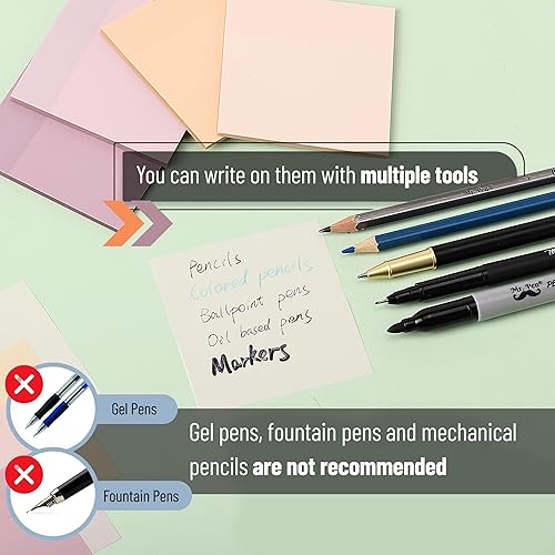 Miniatura 6 de Mr. Pen - Notas adhesivas transparentes, 3 x 3, 200 hojas, colores pastel, notas adhesivas transparentes, notas adhesivas transparentes, notas