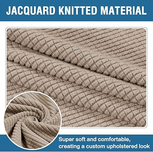 Vista 149 de H.VERSAILTEX Funda otomana elástica, funda otomana redonda, cubierta de almacenamiento otomana, funda protectora de muebles para reposapiés, ajuste