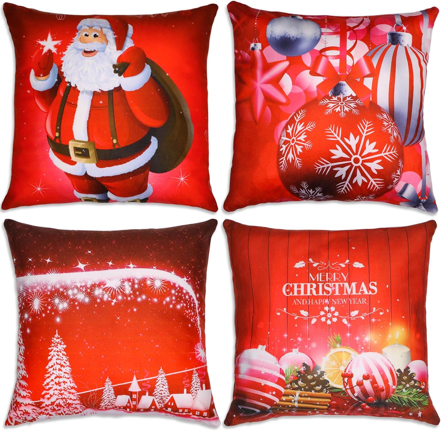 ToRhine Christmas Pillow Covers 18x18 Inch 4 Pack, Sofa