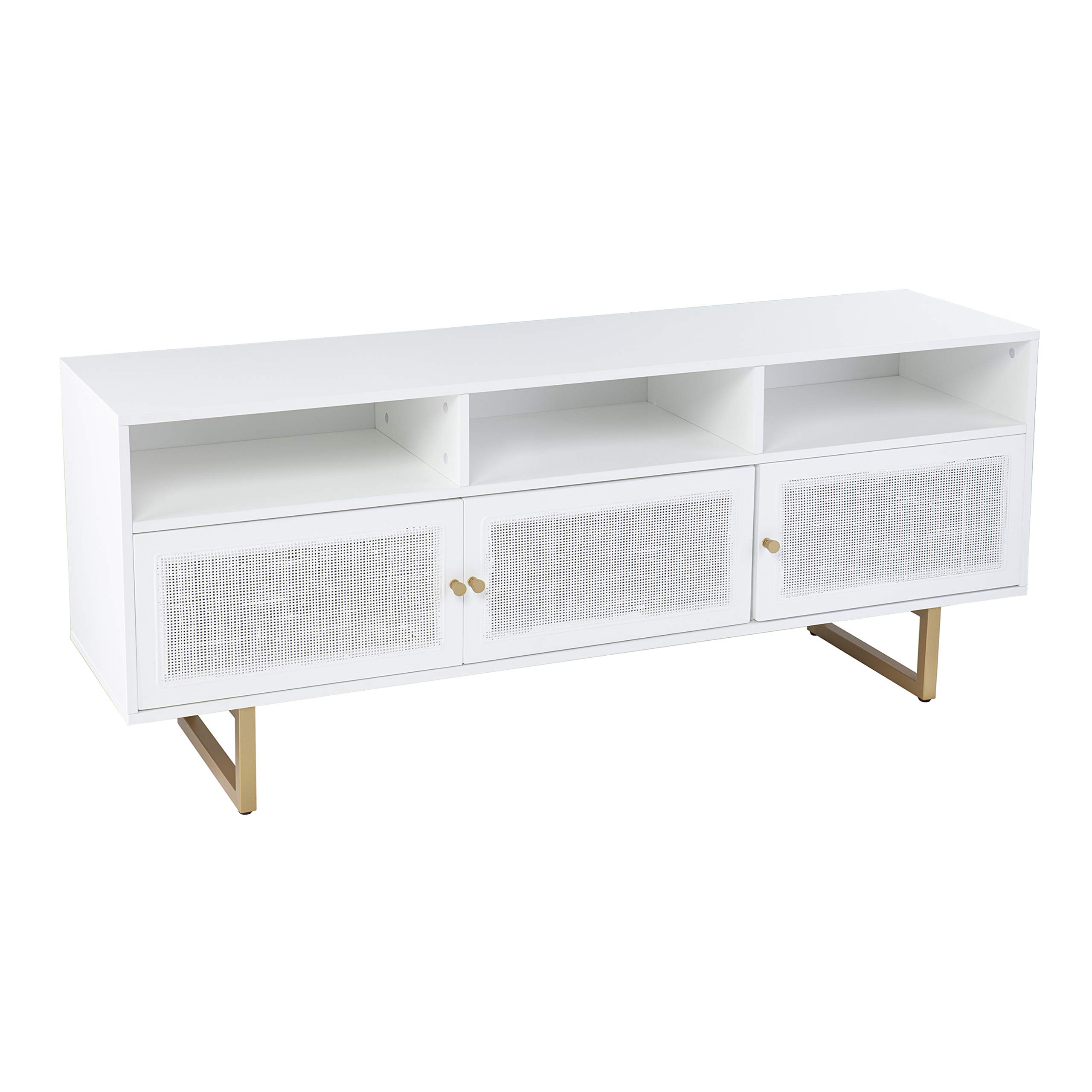 SEI Furniture Mursley w/Storage Media Cabinet, White/Gold