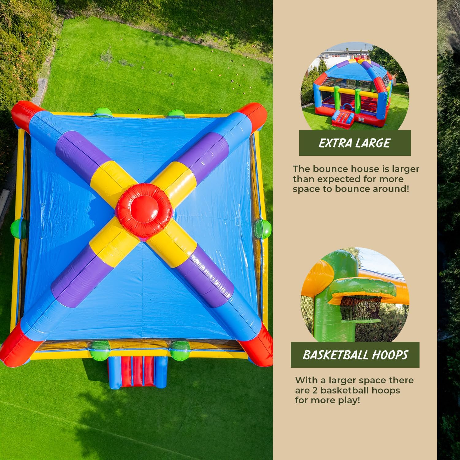 XJUMP 20’x20’ Commercial Grand Party Dome Inflatable Bounce House- 16ft Tall Heavy Duty 15oz PVC Vinyl with Basketball Hoop and Blower- Indoor & Outdoor Rental Grade Jump House for Kids and Adults