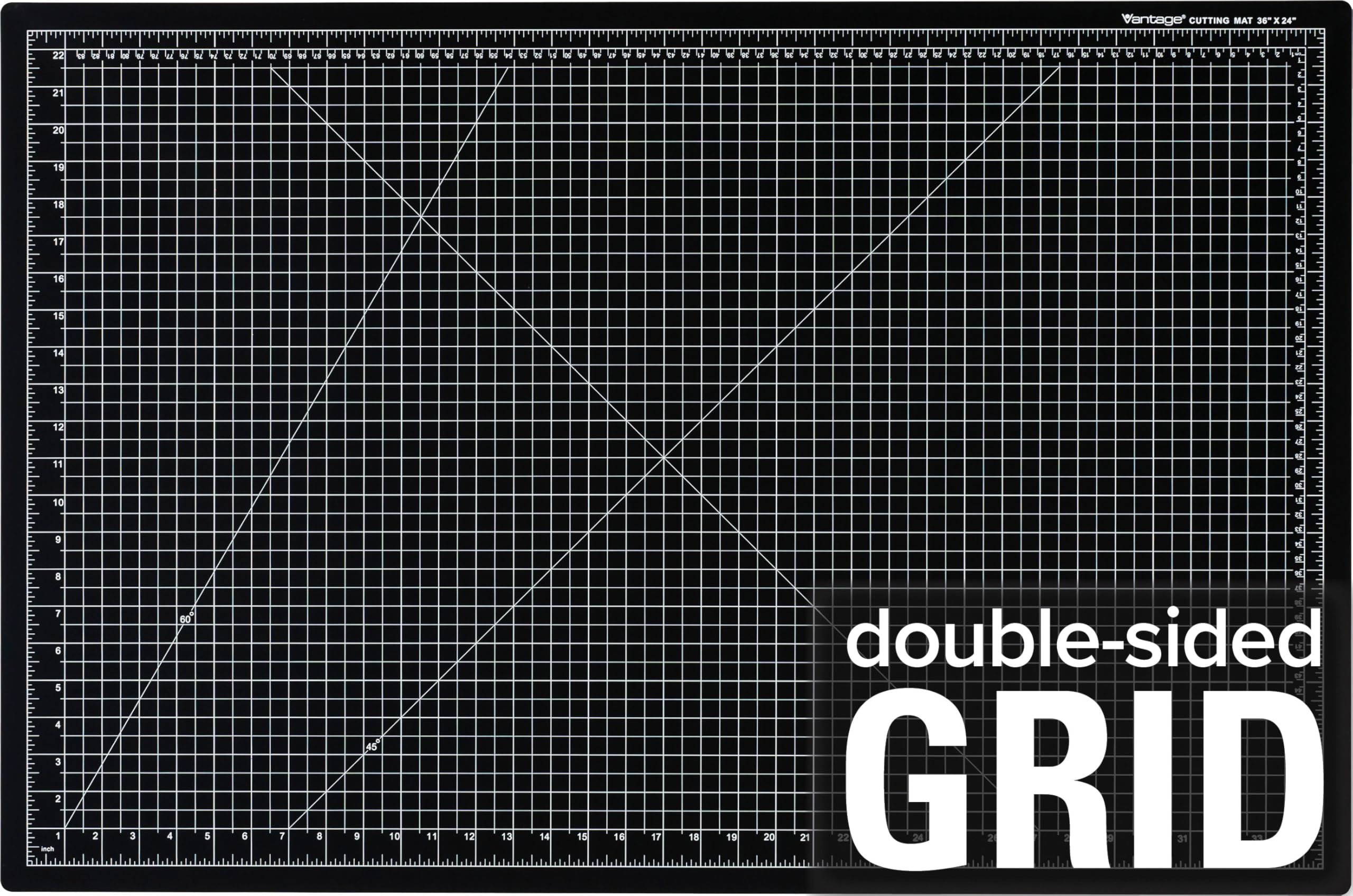 Dahle Vantage 10793 - Tappetino da taglio autorigenerante su entrambi i lati, 61 x 91,4 cm, griglia da 1,27 cm, 5 strati per la massima guarigione, perfetto per artigianato e cucito, nero