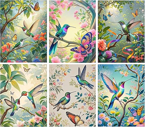 Miniatura 5 de NUFTVI Paquete de 6 kits de pintura de diamantes para adultos, kits de arte de diamantes con luz de luna 5D para principiantes, pintura de taladro