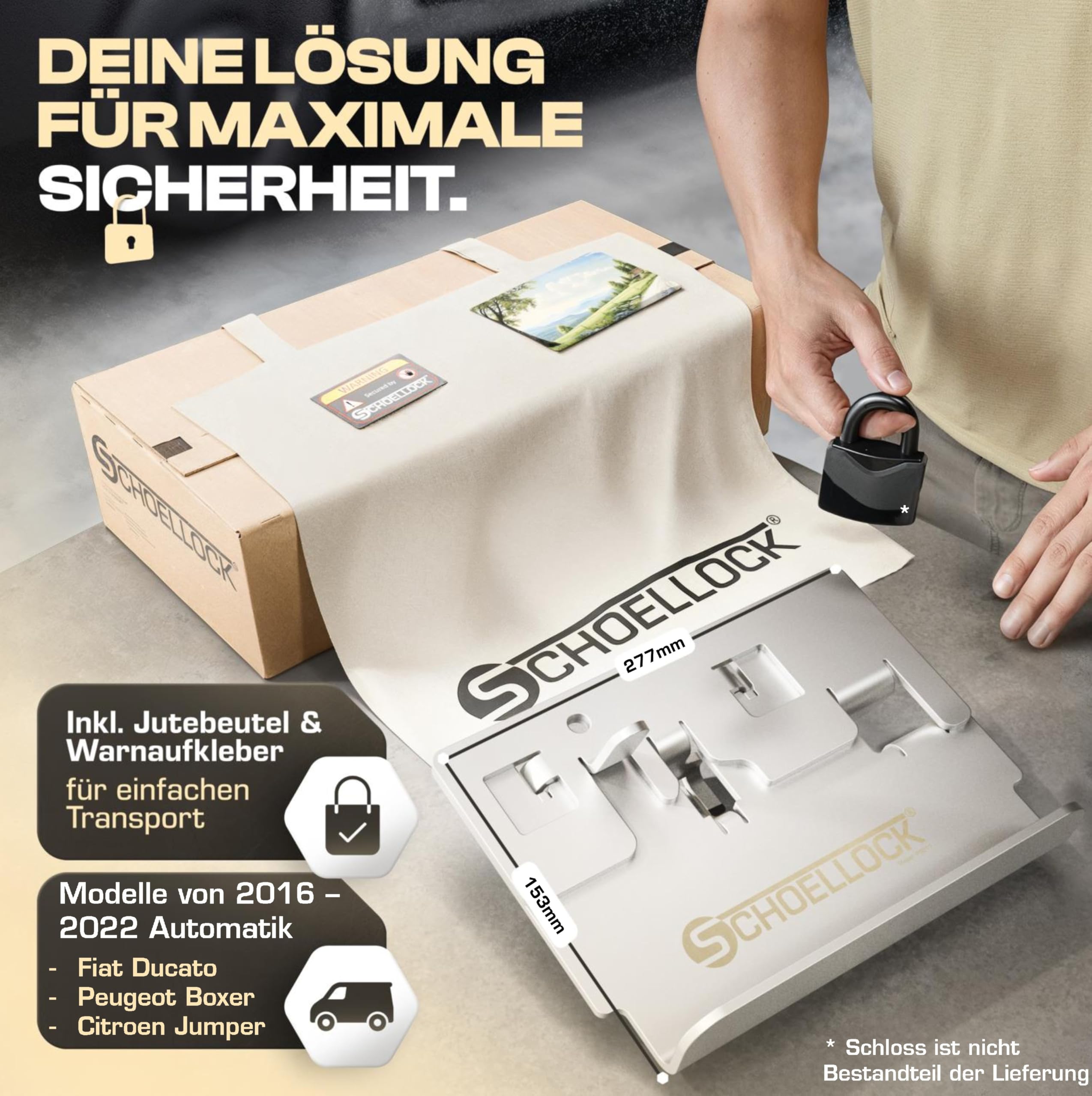 Pedalsperre für Ducato, Jumper, Boxer, Pössl, Adria, Malibu, Hymer, Bürstner Bj. 2016 - Bj. 2022, Automatik- Camper & Wohnmobil - Pedalschloss, Wegfahrsperre & Diebstahlschutz