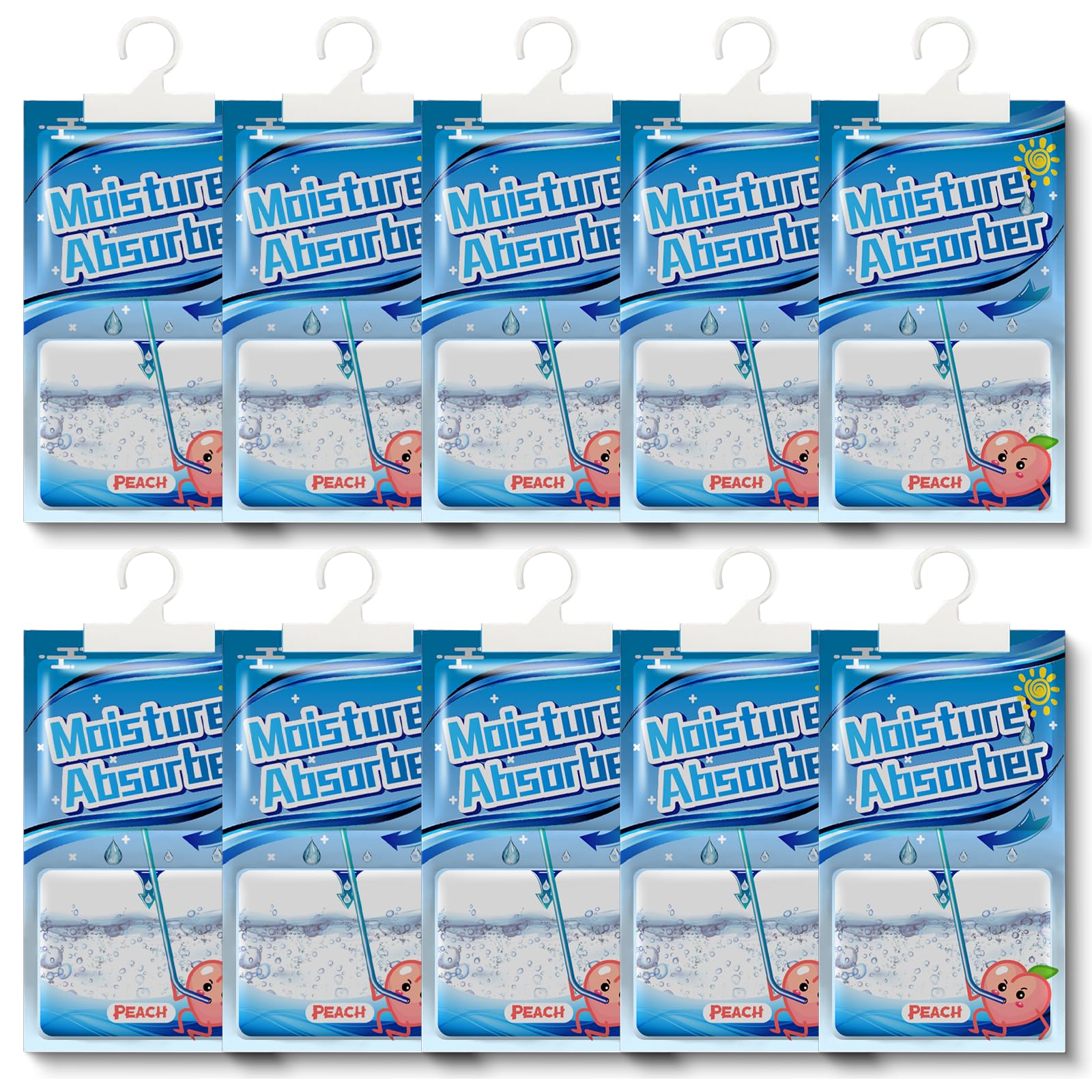 10 Sacs Déshumidificateurs Lassuzie - Absorbeur D'Humidité Pour Armoire, Salle De Bain Et Voiture - Anti-Moisissure