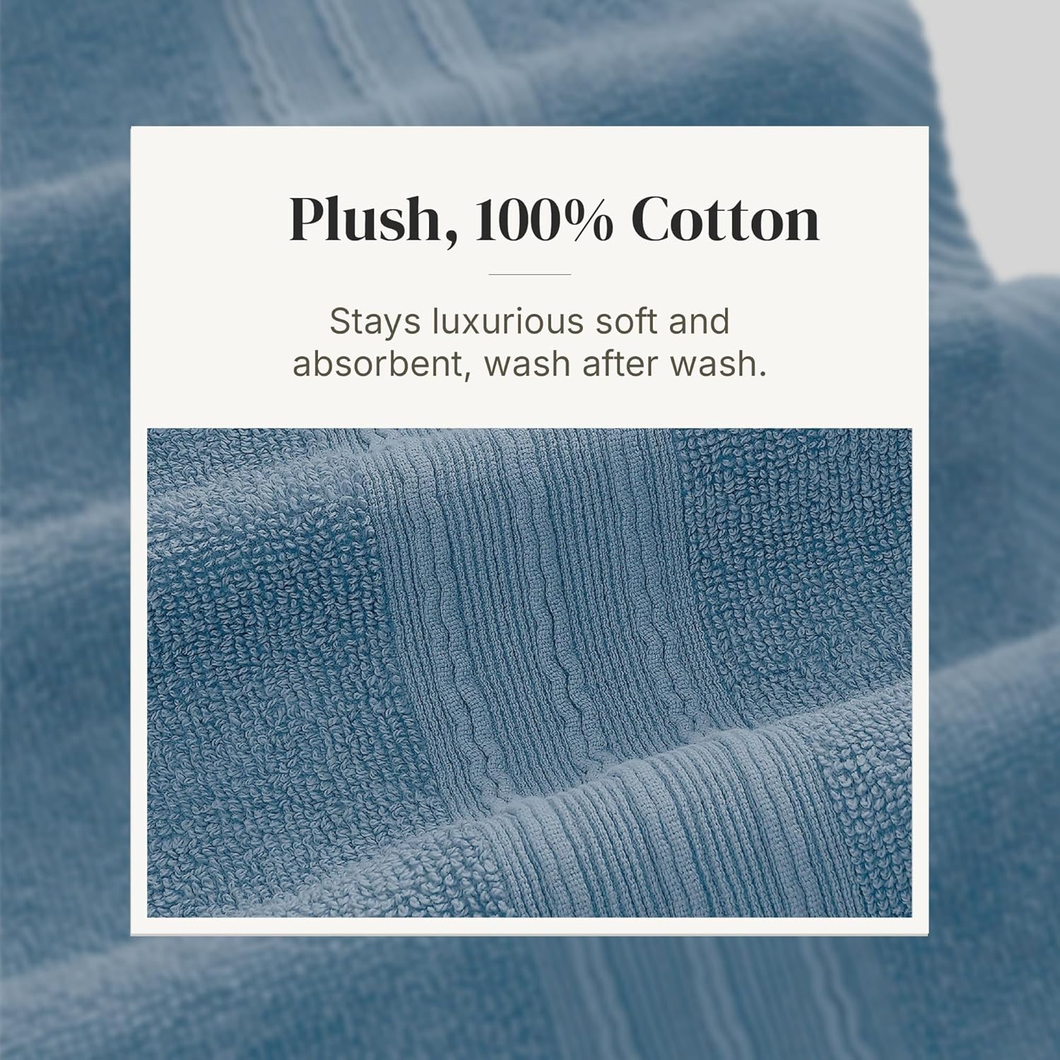 Modern Threads Ophelia 6-Piece 100% Cotton Towel Set – Reversible Yarn Dyed Jacquard & Solid – Includes 2 Bath Towels, 2 Hand Towels, 2 Washcloths – Absorbent, Quick Dry, Soft & Durable – Blue - Image 5