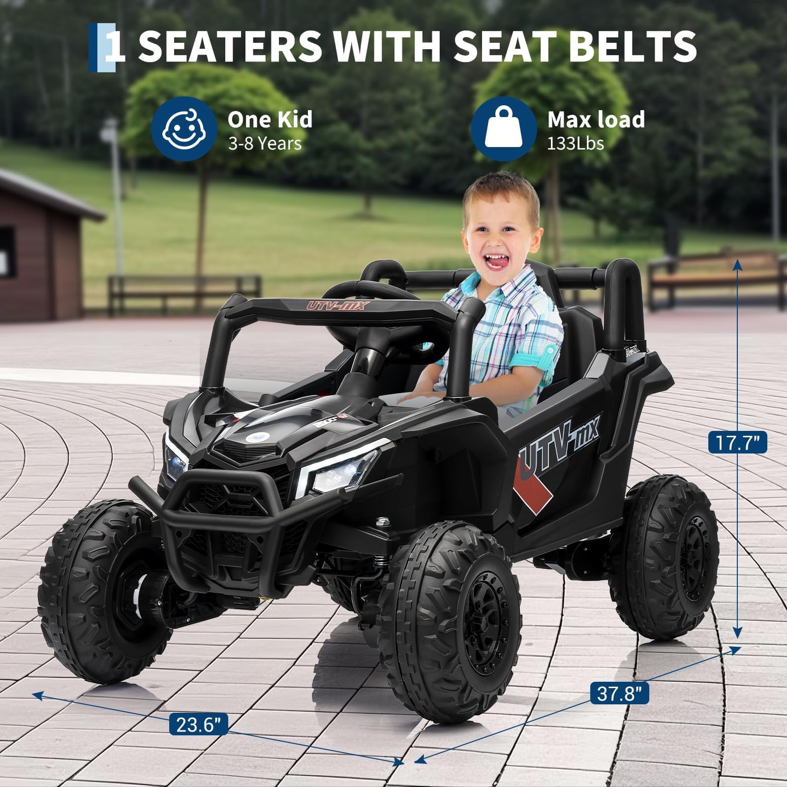 GarveeHome 12V Elektroauto Für Kinder Ab 3 Jahre, 2WD/4WD UTV Ride-on Truck Mit Fernbedienung, 4 Federungen, Eva-Reifen, Musik, LED-Licht, Sicherheitsgurt, Outdoor Elektroauto Kinderauto Bis 60 kg