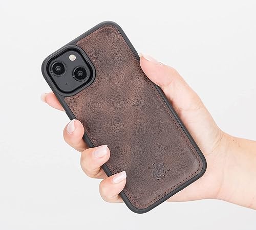 Miniatura 2 de Venito Lucca - Funda de piel compatible con iPhone 14, extra segura, con cubierta trasera acolchada (marrón café)