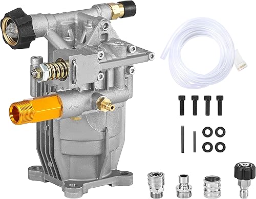 Tool Daily Bomba de lavado a presión horizontal de eje de 34 pulgadas, bombas de repuesto para lavadora a gas de agua fría, 2600-3000 PSI, 2.4 GPM,