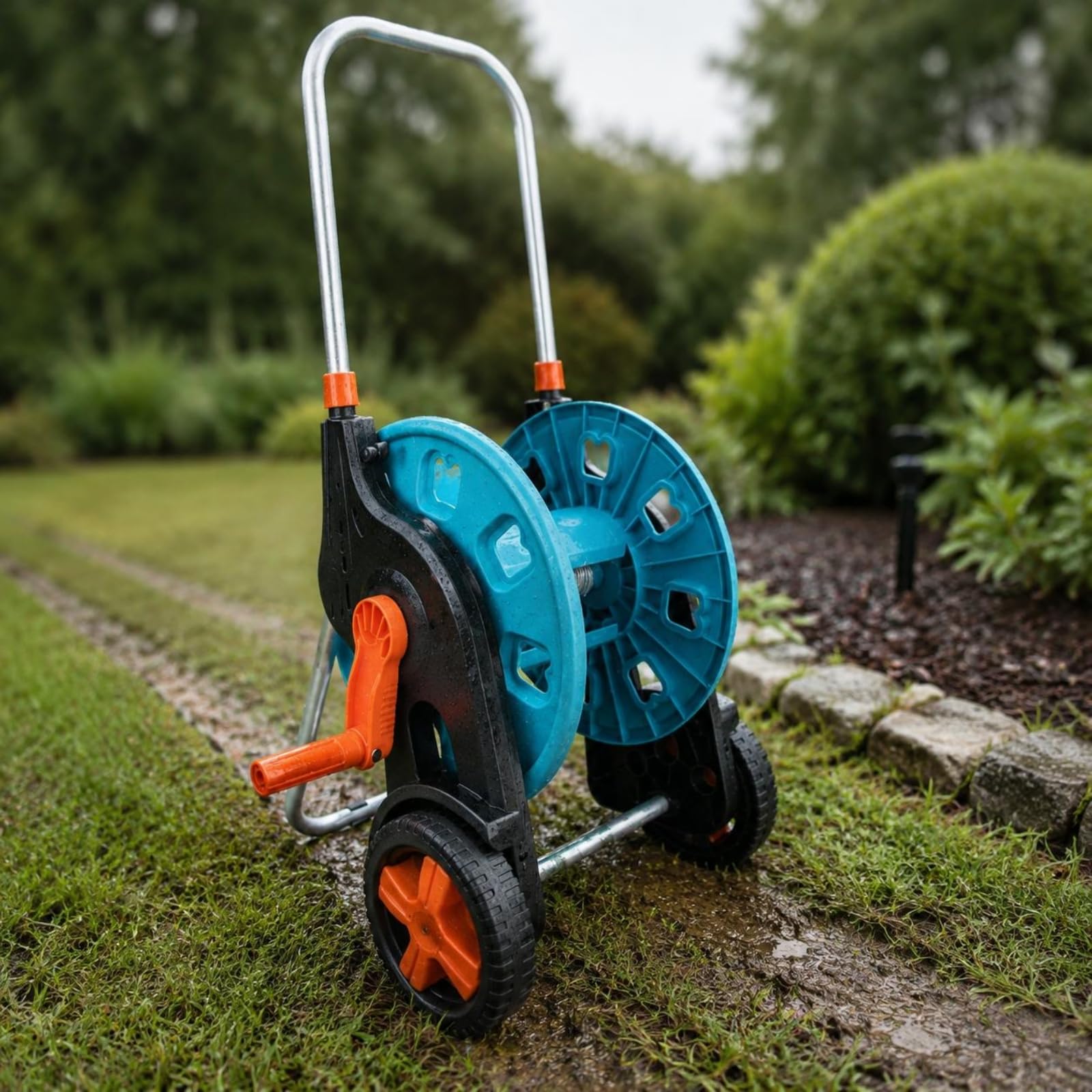 Beweglicher Gartenschlauchwagen mobiles Design fahrbarer Schlauchaufroller großes Fassungsvermögen Schlauchwagen für Garten, Außenbereich, Hof