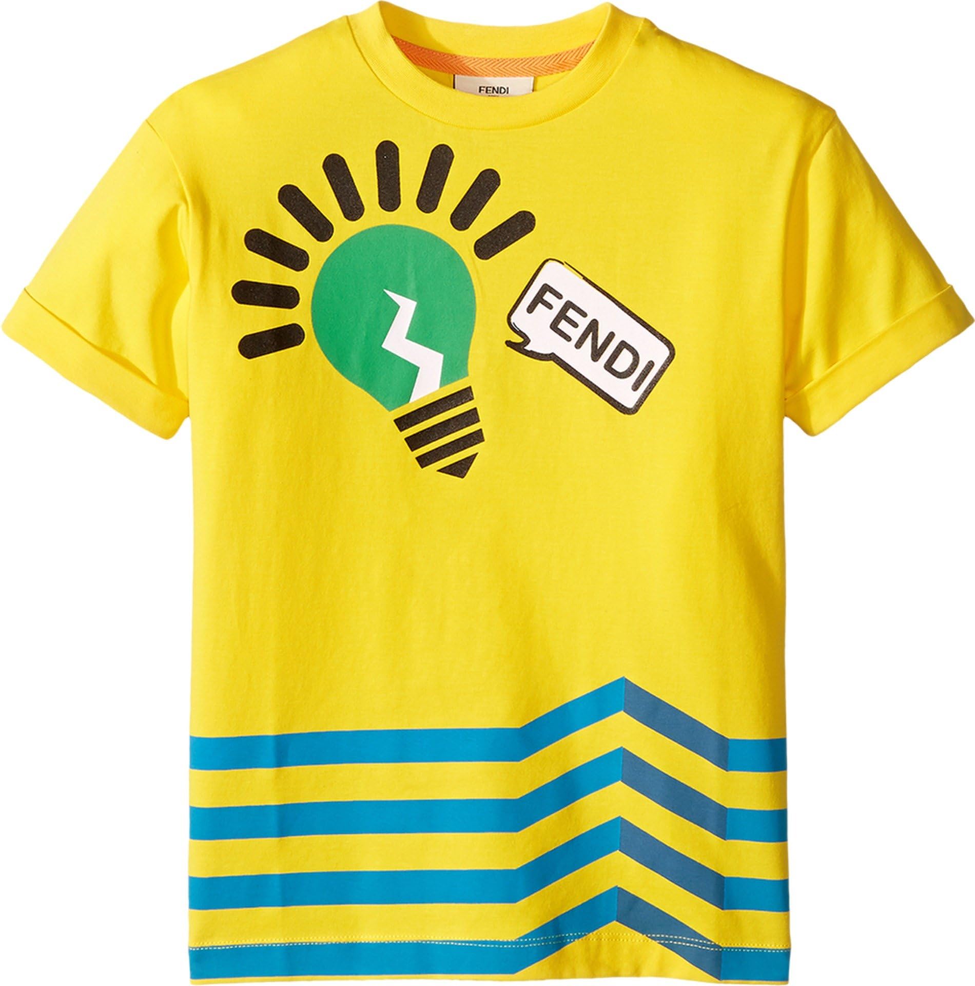 FENDI Kids Mens Short Sleeve Logo Light Bulb Graphic T-Shirt (Toddler)