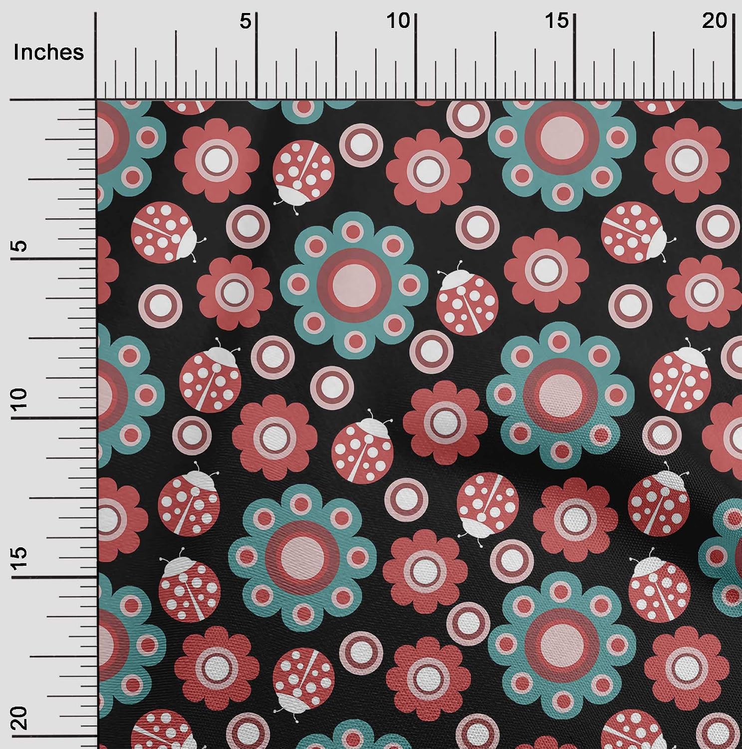 oneOone Cotton Flex Black Fabric Bird Ladybird Dress Material Fabric Print Fabric by The Yard 40 Inch Wide