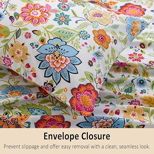 Miniatura 3 de MEISHANG Juego de sábanas tamaño King, sábanas florales ultrasuaves 100% microfibra, sábanas florales de 1800 hilos con certificación Oeko-Tex, 4