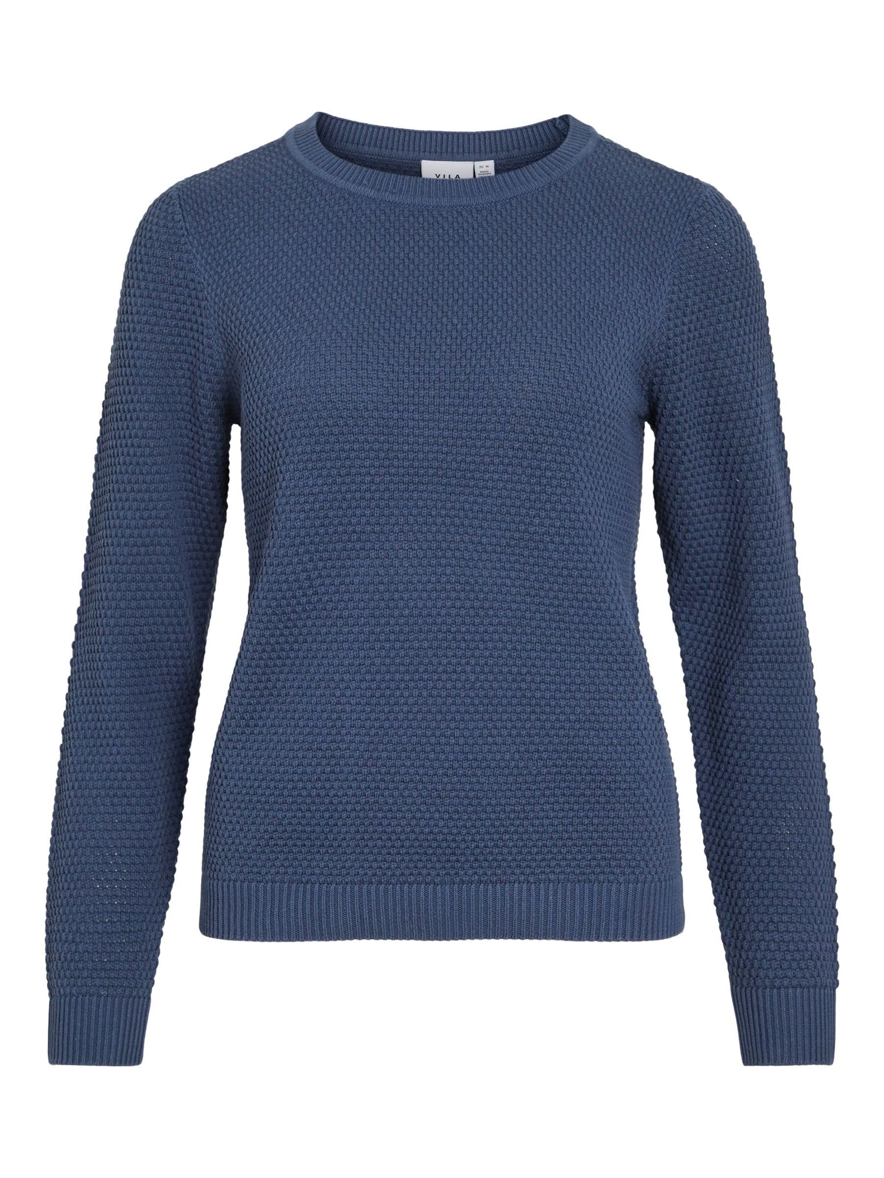 Vila Women's Vidalo O-Neck L/S Knit Top Noos, Vintage Indigo, XS