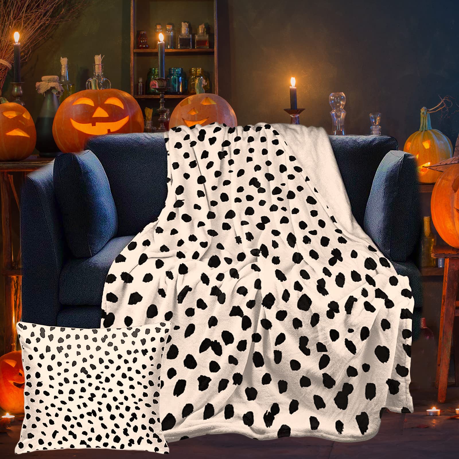 dalmatian print throw blanket