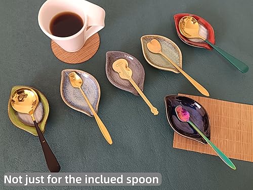 Miniatura 5 de Soporte de cuchara de café y descanso para accesorios de barra de café, soporte de cuchara pequeña de hoja para estación de café, soporte de cuchara