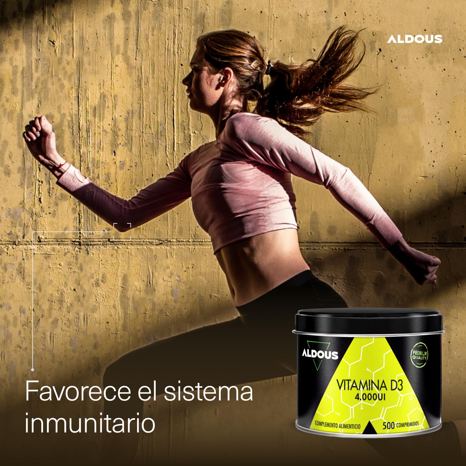Vitamina D3 4000 UI máxima dosis - 500 comprimidos - Vitamina D Colecalciferol - Vitaminas para el sistema inmunitario y defensas - Para Músculos y Huesos - Mejora absorción Calcio - ALDOUS