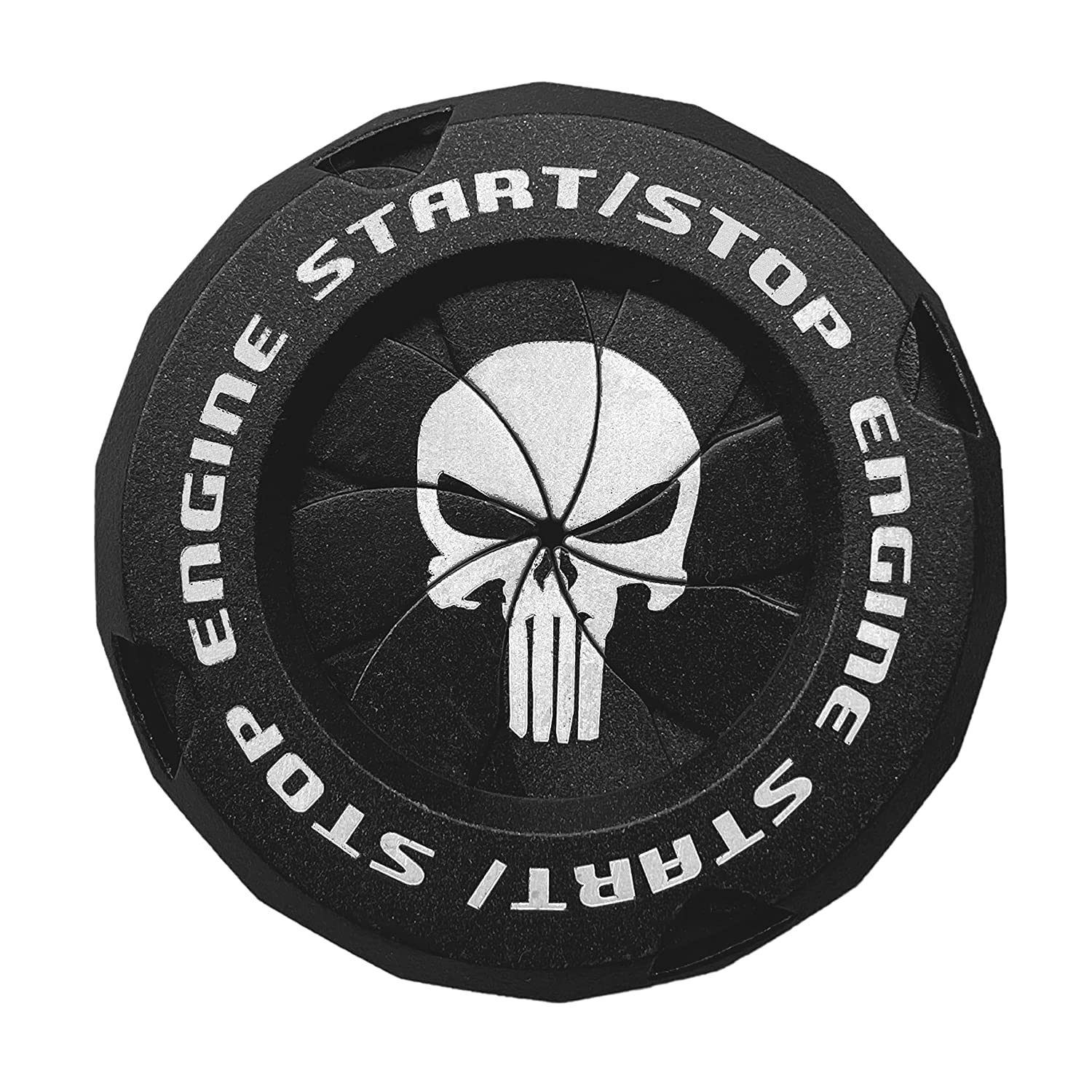 Push to Start Button Cover Rotary Car Start Button Cover Engine Start Button Cover Spin Engine Start Stop Button (F-Punisher-Black)