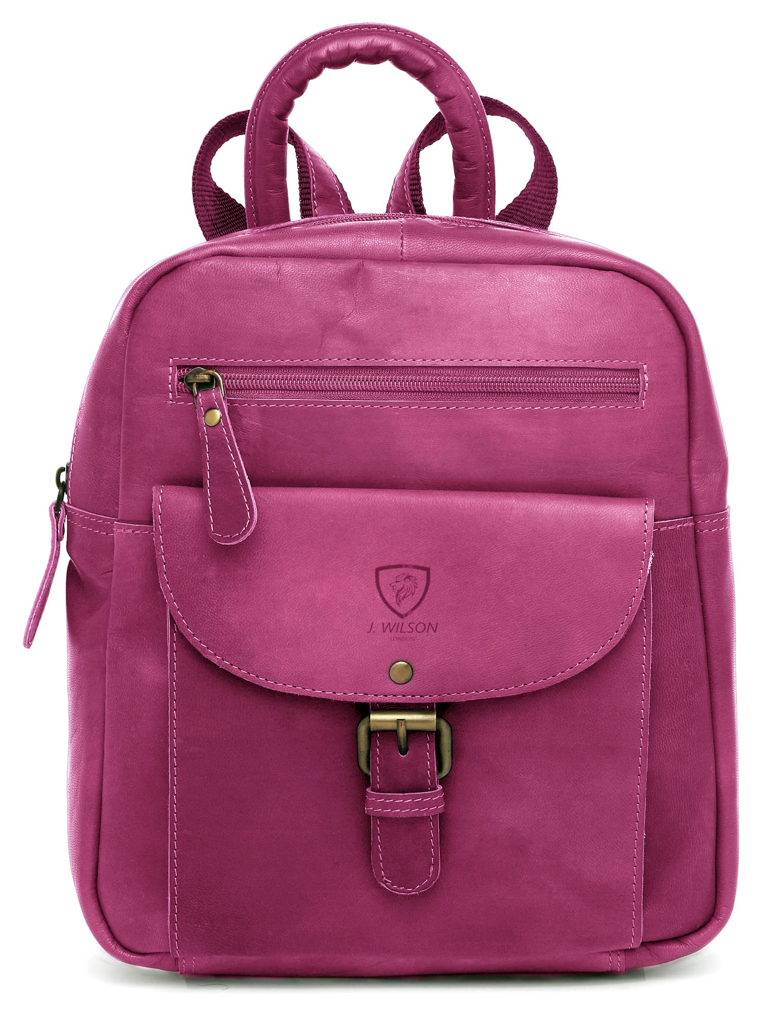 J. Wilson London Women's Vintage Pink Backpack Leather Backpack For Girls Schoolbag Casual Daypack School Bag Satchel (Vintage Pink)