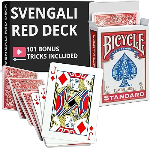 Miniatura 53 de Ted's Sterling Magic Precision Red Rider Back Bicicleta Svengali Deck con instrucciones para más de 100 trucos (6 de clubes)