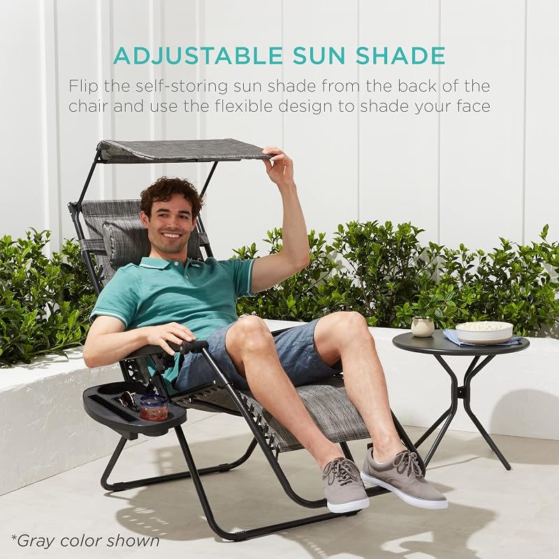 Best Choice Products Zero Gravity Chair Recliner w/Canopy Shade image 5