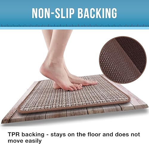 Miniatura 6 de Carvapet Juego de 2 tapetes antideslizantes de tejido cruzado para cocina, tapetes de baño y tapetes de pasillo, lavables, 17 x 26.7 pulgadas + 17 x