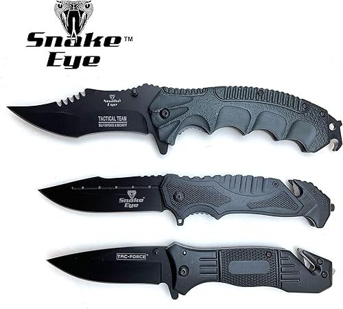 Miniatura 2 de Snake Eye Tactical Juego triple – Hoja fija/Mini cazador/cuchillo plegable – Caza al aire libre Camping Pesca Autodefensa (BK-SET)