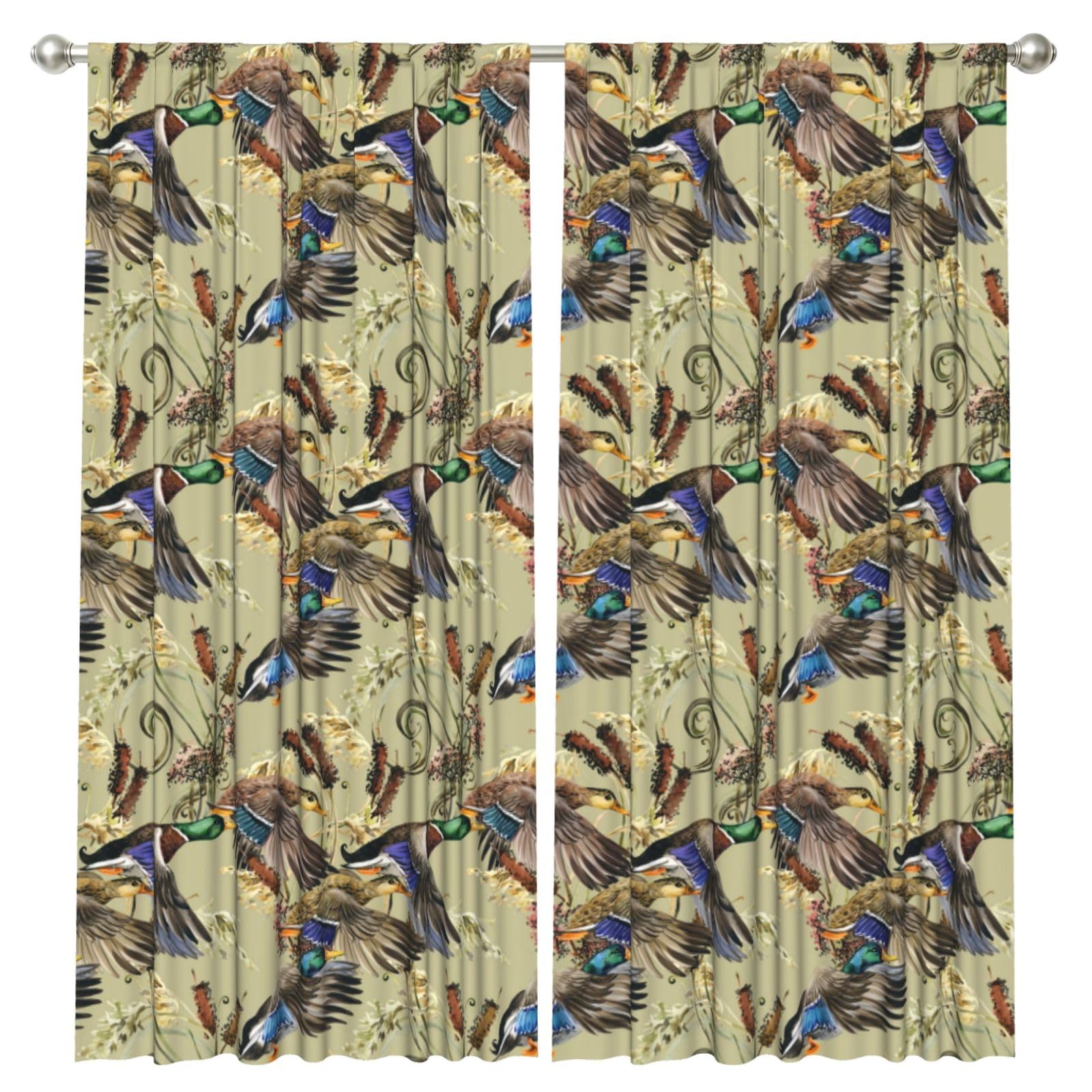 InOmak Watercolor Duck, 2 Panels Window Curtains 52 x 84 Inch Blackout Curtains for Living Room Bedroom