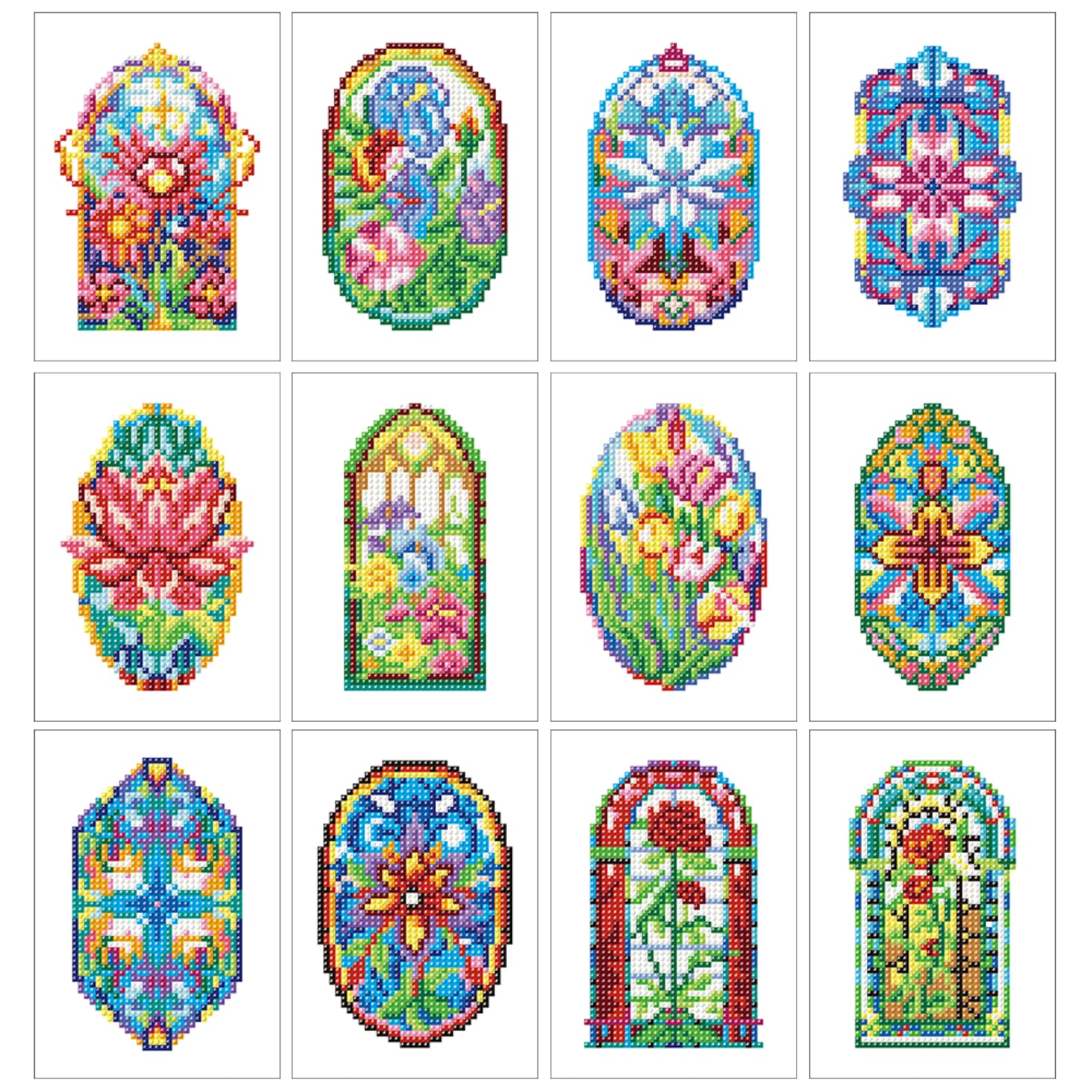 Nianxi 12Pcs Flower Mini Diamond Painting Kits for Adults,Window Small Diamond Art Kit Full Round Drill,Gem Art for Beginner,Gifts,Home Wall Decor (Window-02)