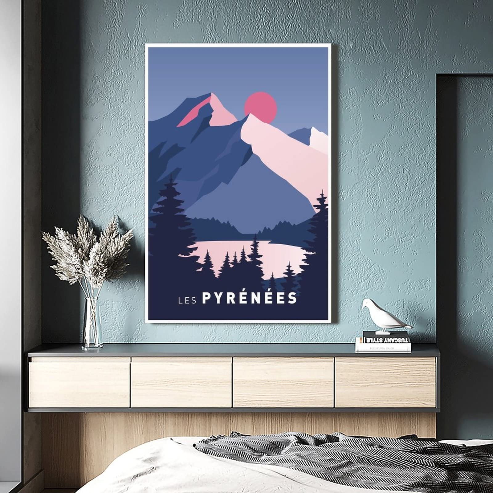 Póster decorativo de viaje de los Pirineos Francia de la vendimia de los carteles decorativos de la lona del dormitorio moderno del arte del cartel de la pintura de la pintura