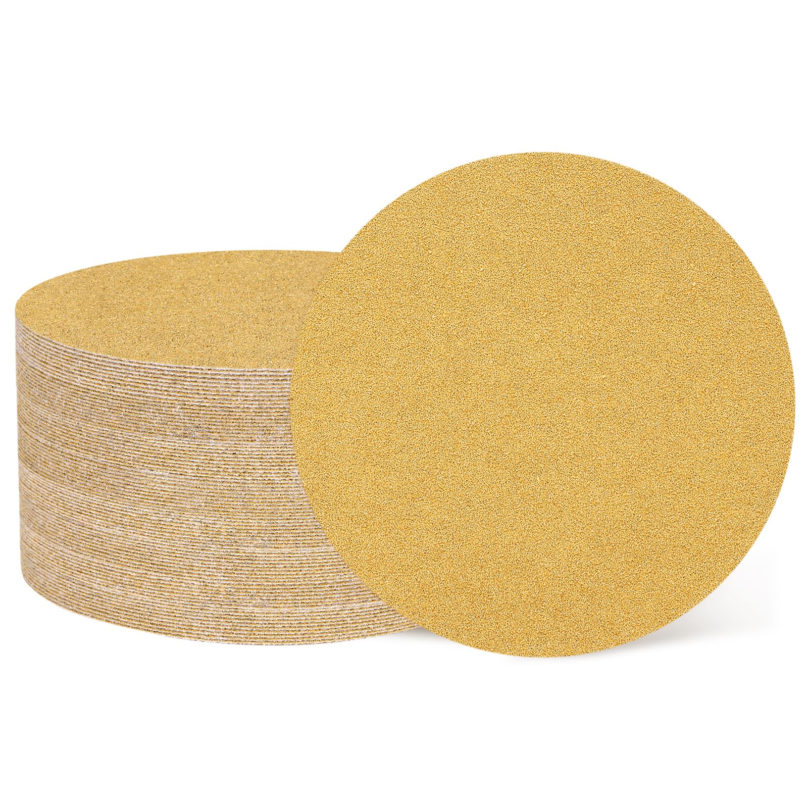 sourcing map 40 Pcs 150mm (6 Inch) Sanding Discs, 60 Grit Hook and Loop Sandpaper, No-Hole Aluminum Oxide Orbital Sander Sandpaper for Woodworking Automotive Metal Polishing, Yellow