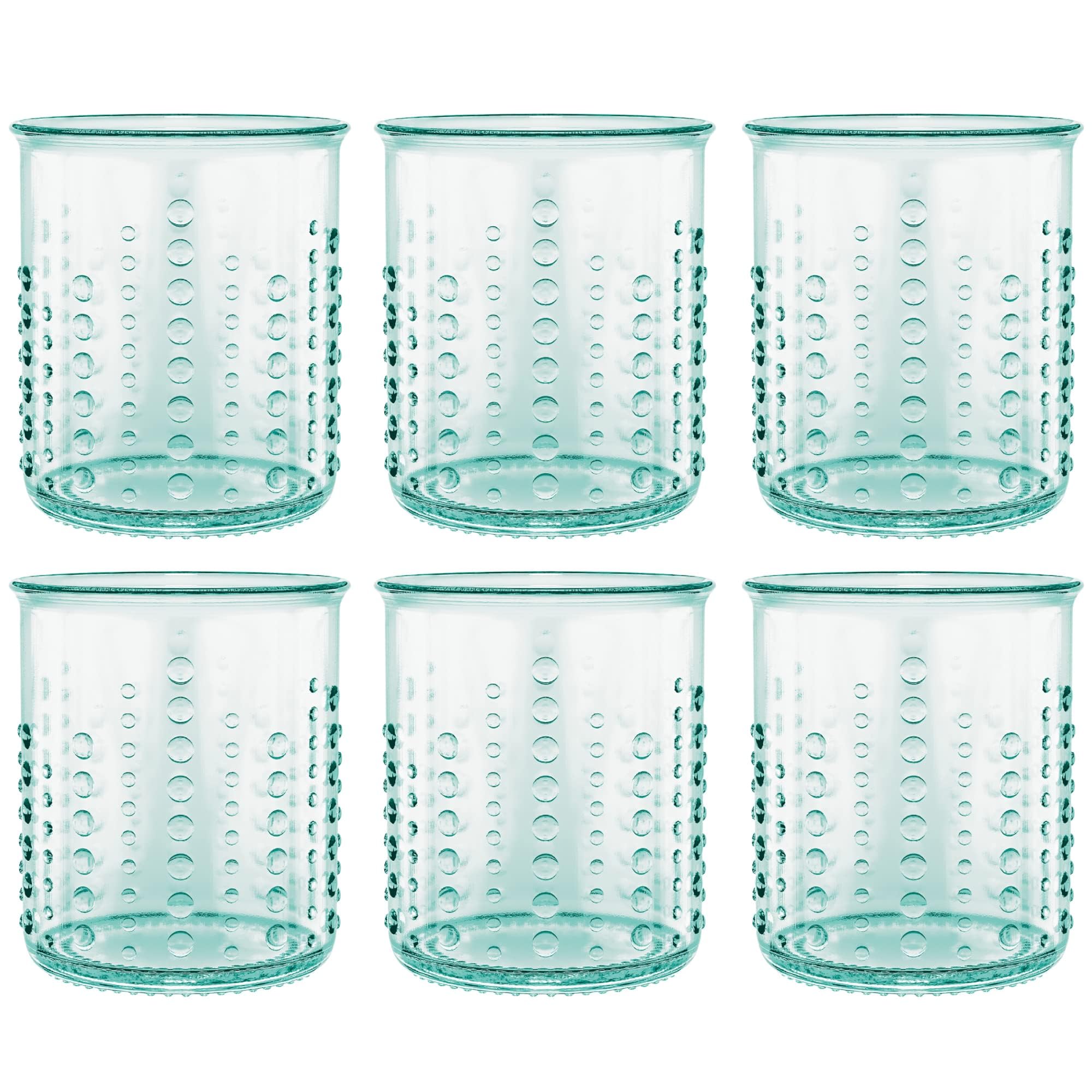 Amici Home Italian Recycled Green Urchin DOF Glass, 12oz, Set of 6