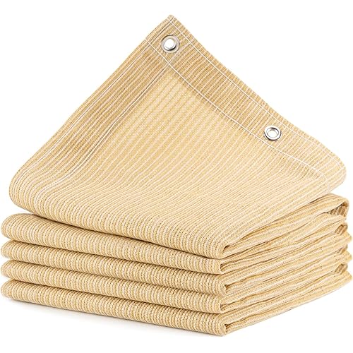 Outdoor Sun Shade Cloth, 10’ x 12’, Pergola, Deck, and Backyard Patio Sunshade with UV Protection, Heat Resistant HDPE Material, Reinforced Grommets (10x12 FT,Wheat)