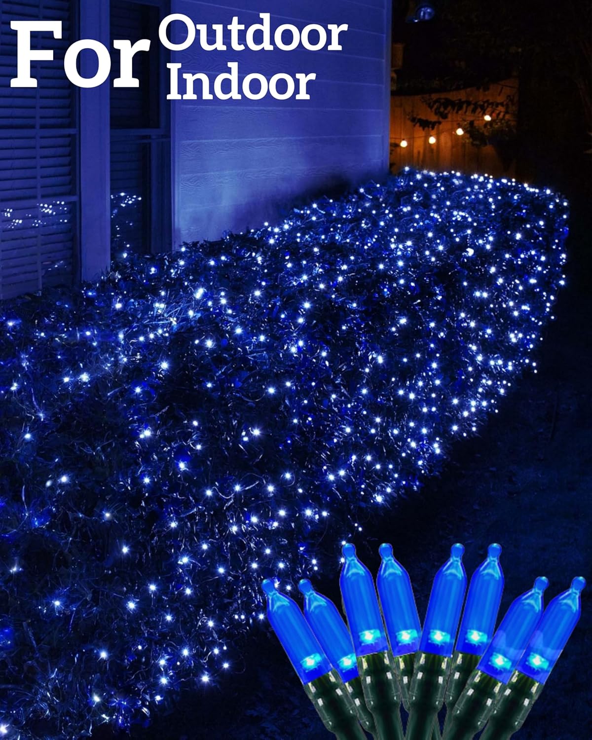 Led Christmas Net Lights Outdoor Connectable, 120LED 5ft x 6ft Waterproof 8 Modes Black Wire 29V Plug in Mesh Lights for Garden Yard Bushes Trunk Tree Decor