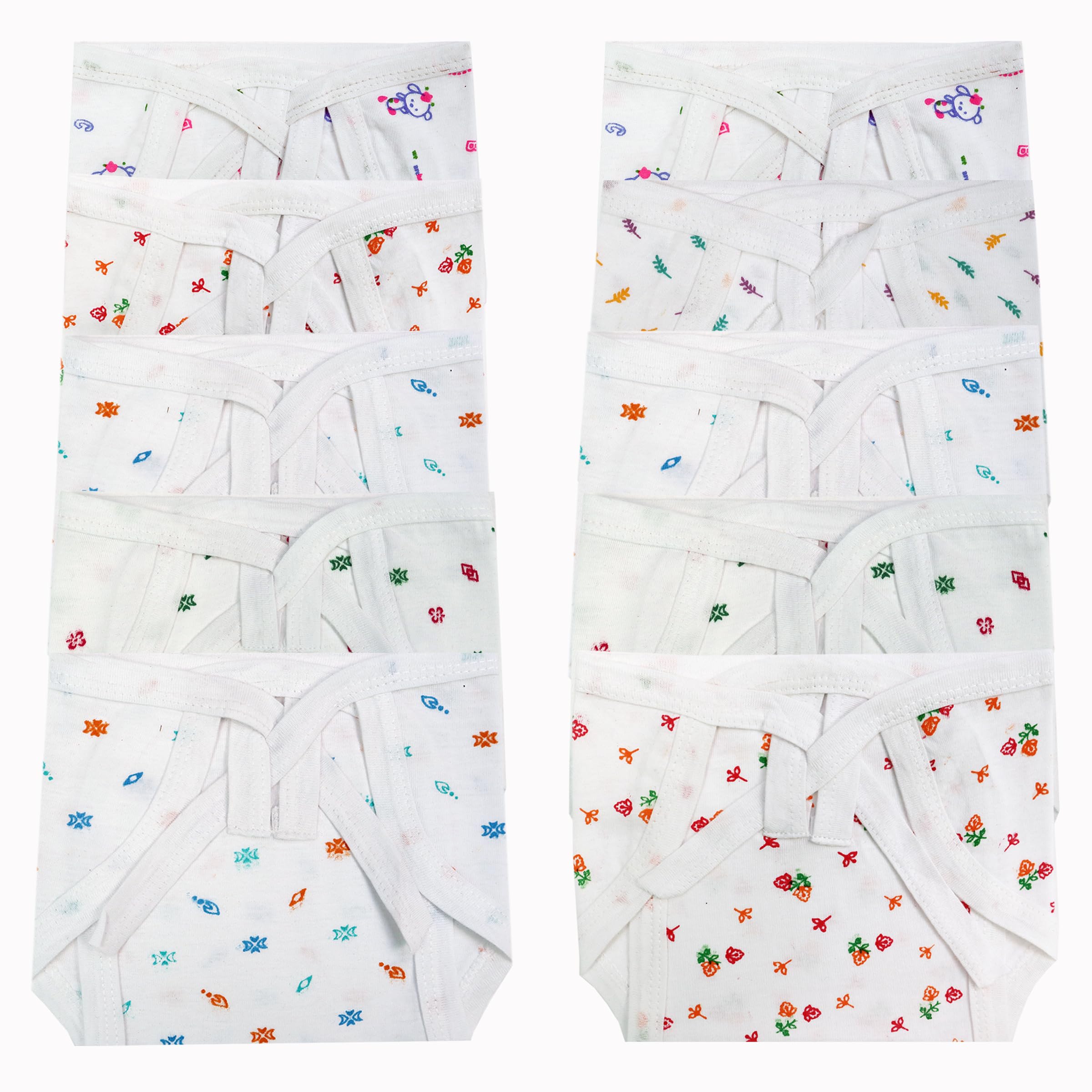 DON CARE New Born Baby Boy & Baby Girl Cotton Cloth U Shaped Washable and Reusable Langoti Langot Nappy (Multicolor, 0-6 Months) Pack of 10-picture-29