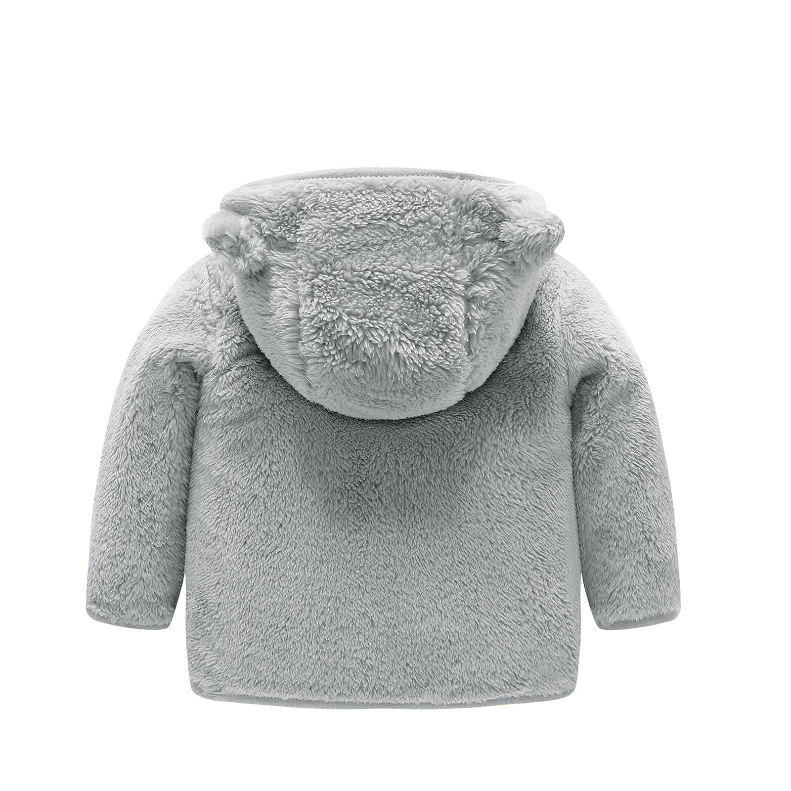 RNTOP Baby Boy Girls Fleece Jackets Toddler Warm Fleece Outerwear Bear Ears Hooded Winter Coat Zip Up (White, 5-6 Years)