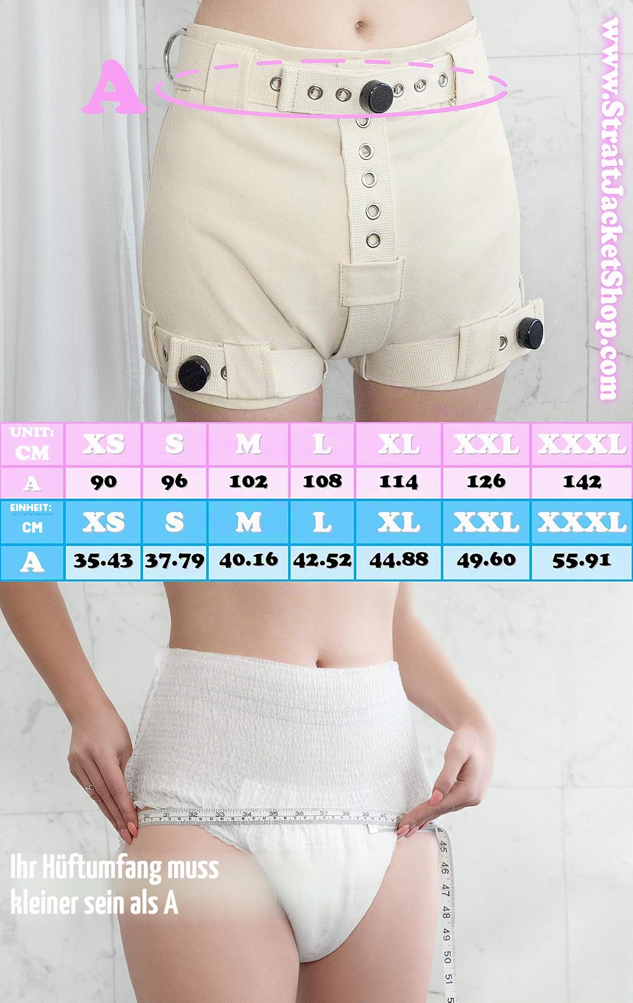Schwere Ecru Shorts mit Segufix-Schlösser und Schlüssel, die Windel Entfernung unmöglich machen ABDL