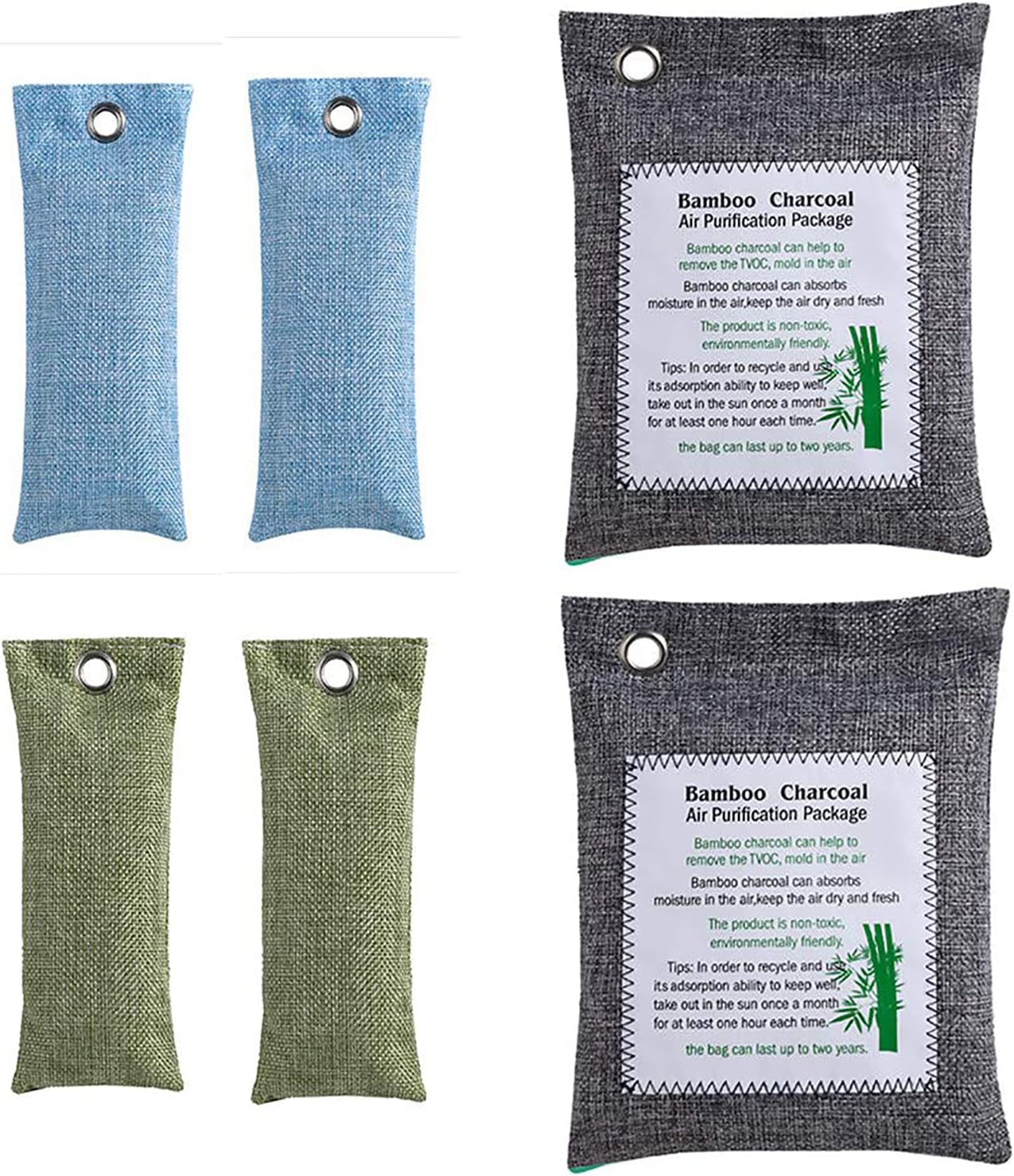Bamboo Odor Eliminator Bags (4X75g, 2X200g), Bamboo Charcoal Air