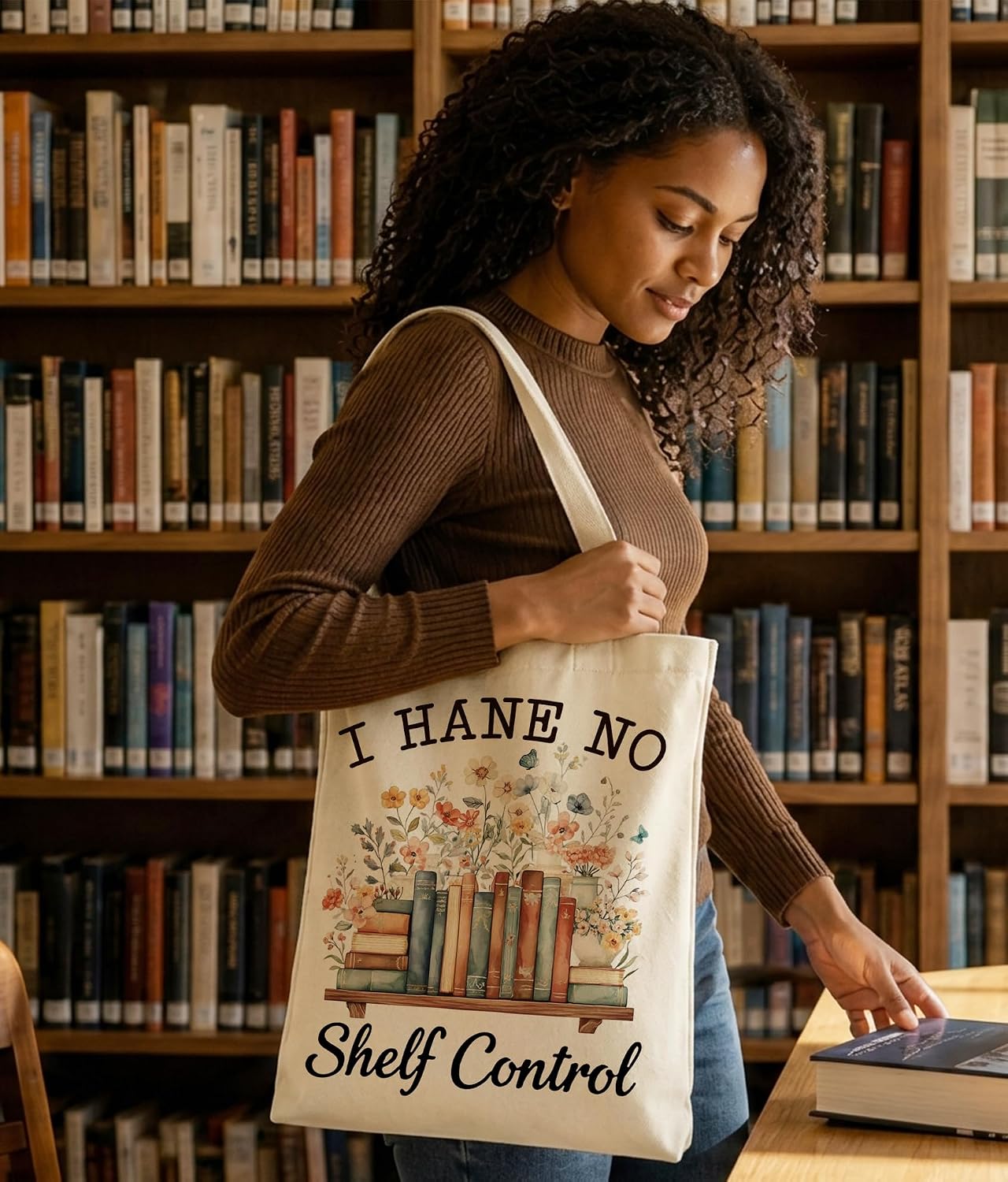 Bookish Gifts Tote Bag for Book Lover, I Have No Shelf Control Tote Bag | Bookish Gifts, Book Lover Gifts, Double-Sided, Reusable, Medium Size with Inner Pocket